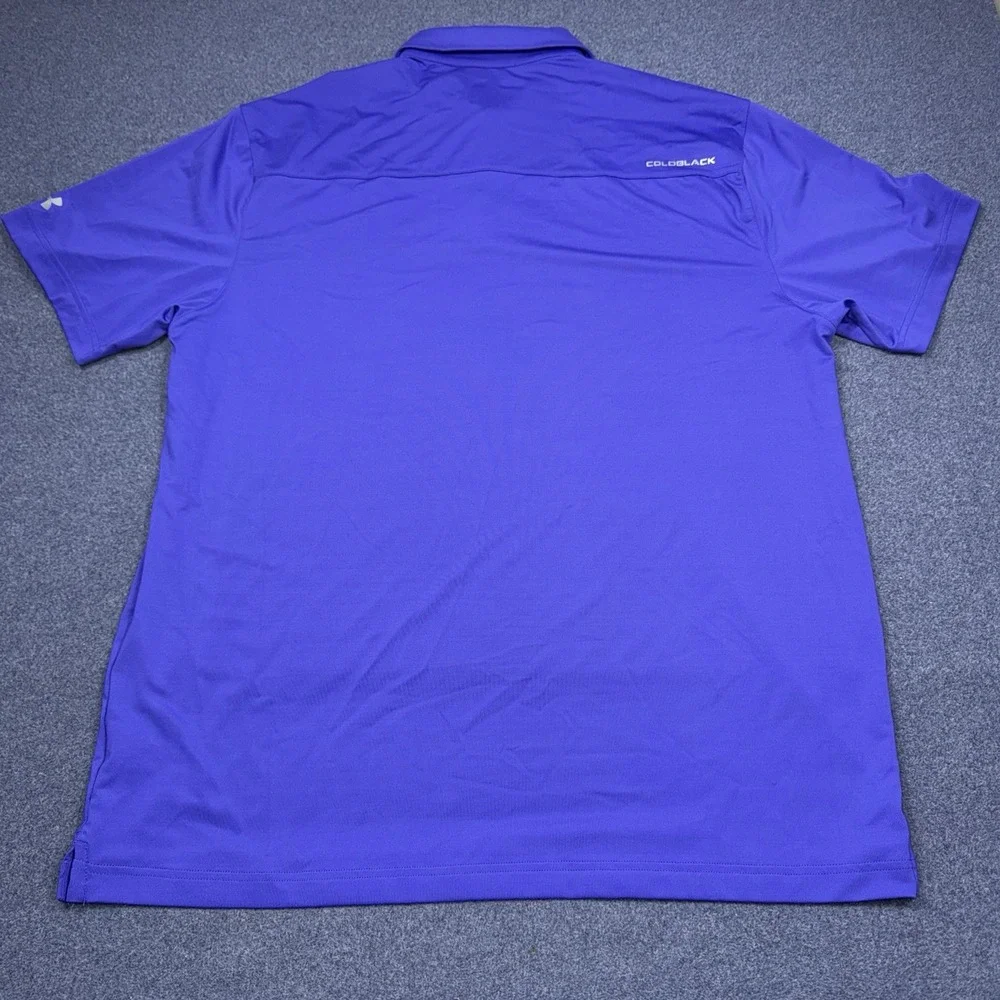 Under Armour Coldblack Polo Shirt Mens XL Blue Striped Golf Short Sleeve